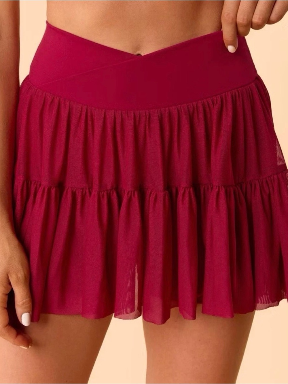 NWT Blogilates x Target Ballerina Skort Tiered Mesh Skirt Burgundy Large